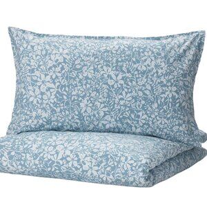 IKEA Blue Cotton/Lyocell Floral Duvet Cover & Pillowcases in King